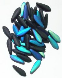 50 5x16mm Opaque Matte Black AB Dagger Beads